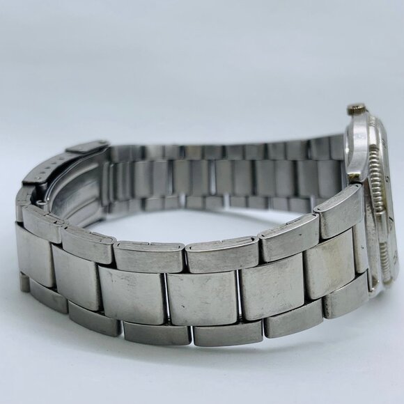 Edward Lynn Men 35mm silver tone blue dial Quartz watch up to 8.5” runs - Picture 5 of 6